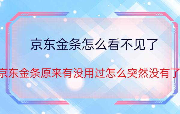 京东金条怎么看不见了 京东金条原来有没用过怎么突然没有了？